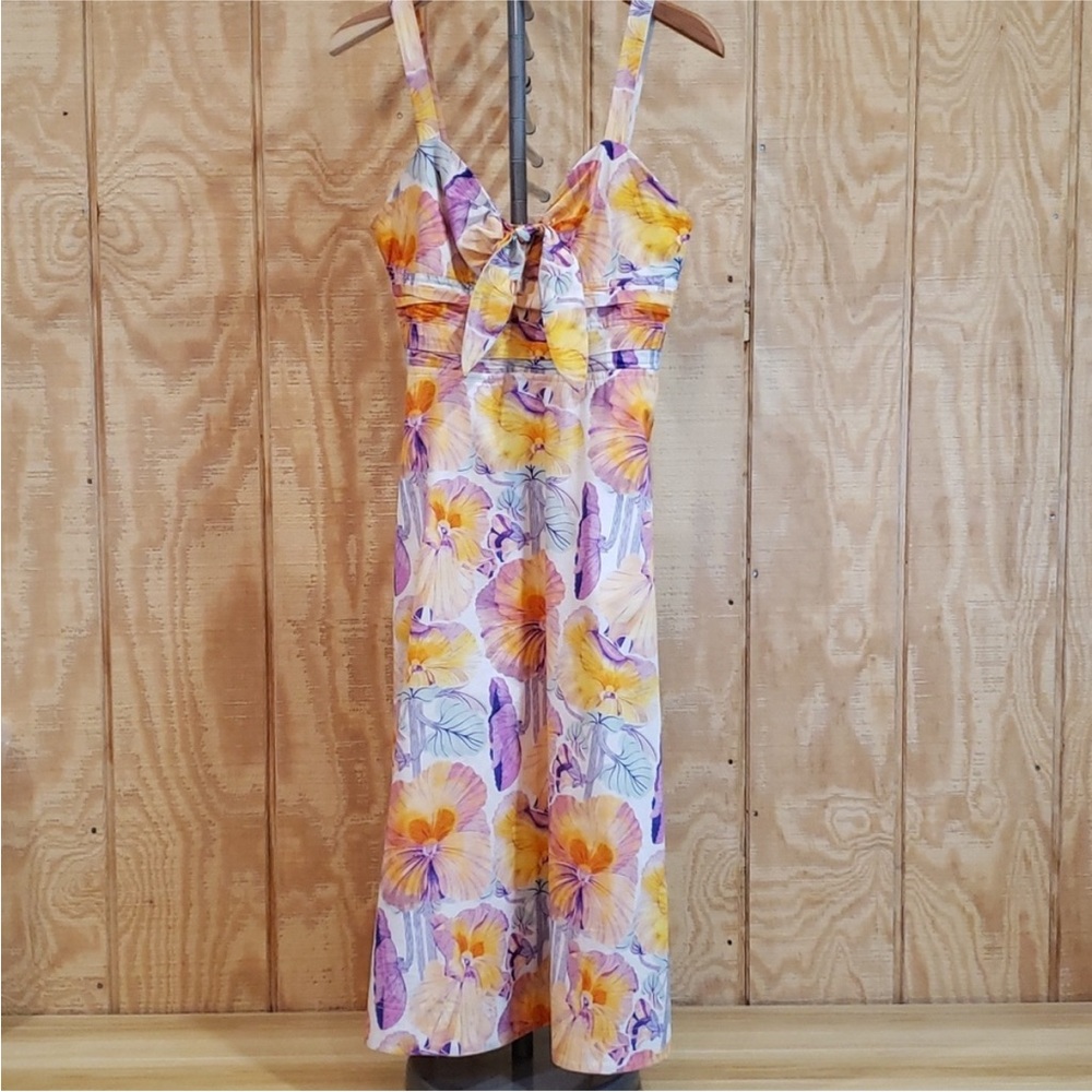 Cecilia Pettersson For Anthropologie Floral Print Knot Front Dress Size 2